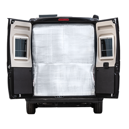 One-piece rear door insulation PREMIO Hecktürisolierung PREMIO, 1-teilig ohne Fenster für Vans | HINDERMANN