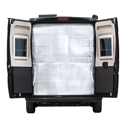 One-piece rear door insulation PREMIO Hecktürisolierung PREMIO, 1-teilig mit Fenster für Vans | HINDERMANN