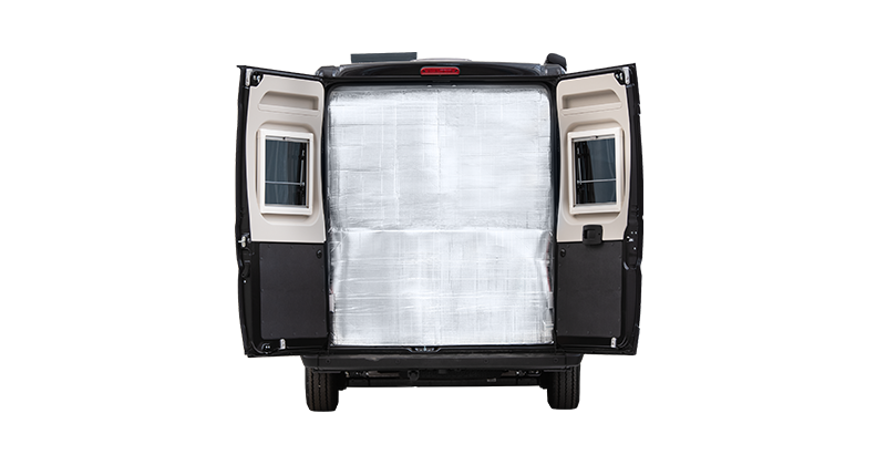 Isolation de porte arrière 1 panneau PREMIO, sans fenêtre Thermoschutz, Sonnenschutz für Wohnmobil + Caravan | HINDERMANN